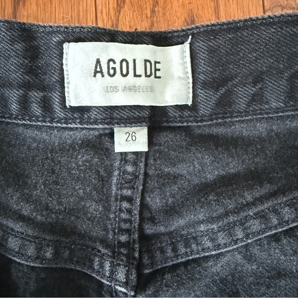 Agolde Black Denim Dee Shorts - Picture 3 of 5